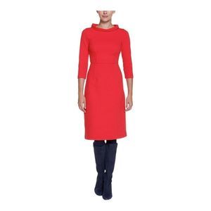 Boden Red Long Sleeve Knee-Length Sheath Dress